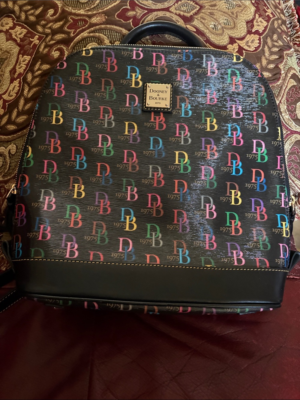 Dooney & Bourke Black Multicolor DB Logo Backpack